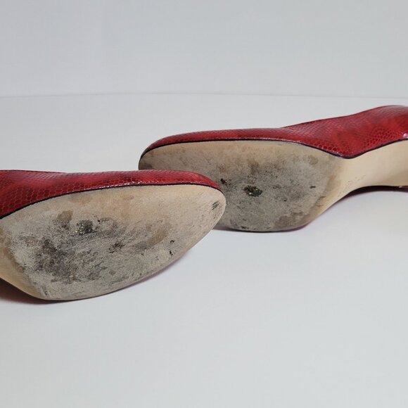 Vaneli Womens Red Heels Size 9 Pumps Snakeskin Udex 3" Round Almond Toe Shoes - Picture 4 of 4